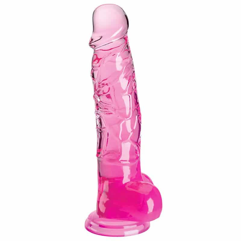 King Cock Clear Dildo med Kugler 20 cm - Lilla