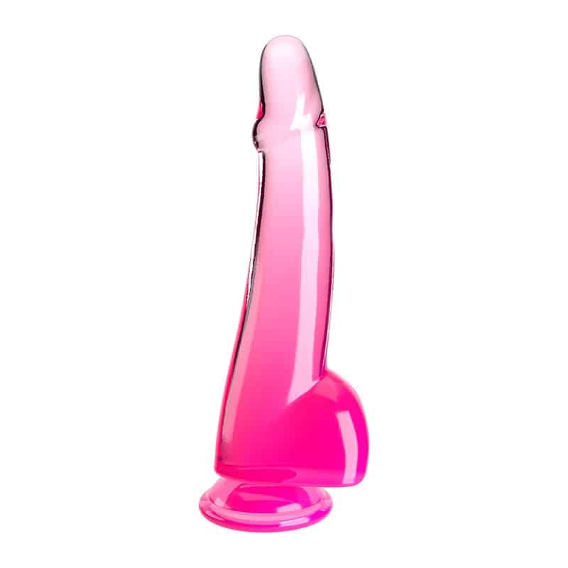 King Cock Clear Dildo med Kugler 25 cm - Pink
